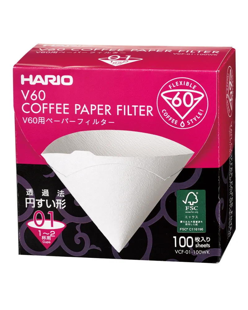 Filtros Hario V60 01 Blanqueados (100 uds)