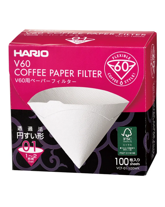 Hario V60 01 Bleached Filters (100 units)